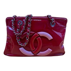 Chanel lipstick red patent leather shoulder bag