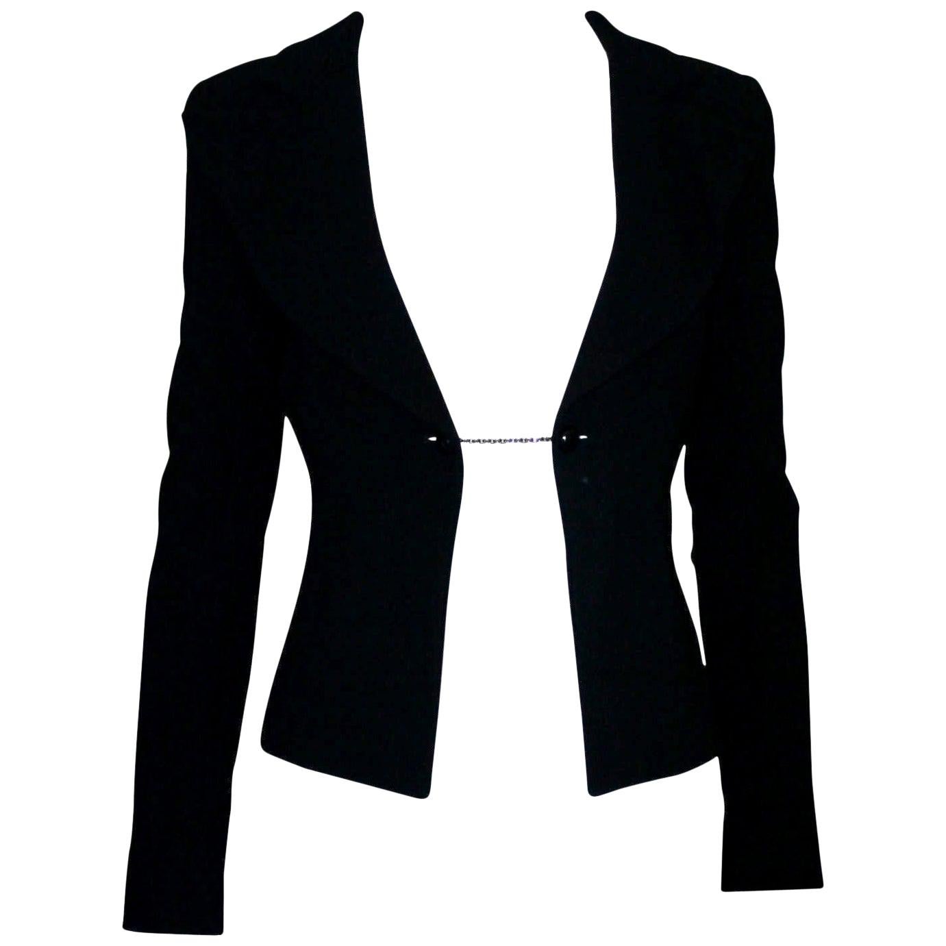 Chanel Little Black Jacket Tuxedo-Style Evening Jacket Blazer with Chain Detail