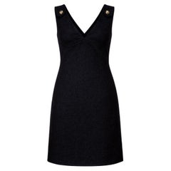 CHANEL Little Black Tweed Dress with CC Buttons 38 FR