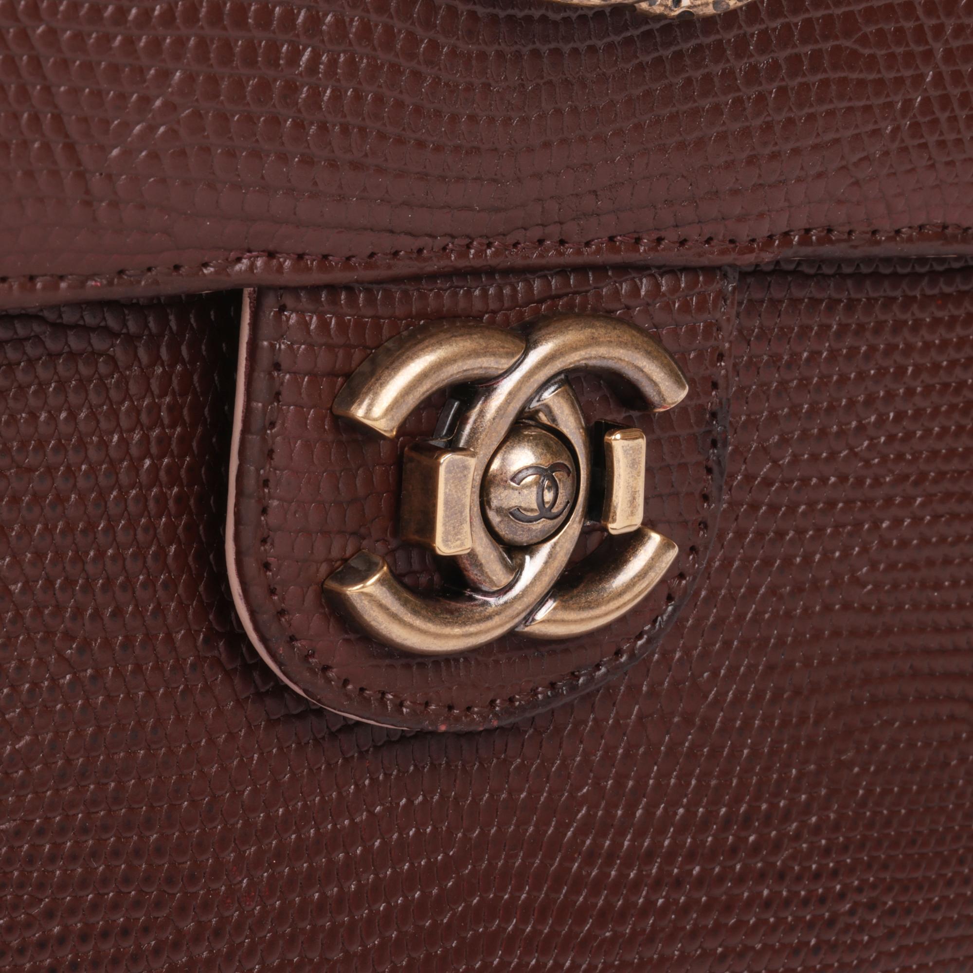 CHANEL Lizard Leather & Quilted Lambskin Perfect Edge Classic Single Flap Bag In Excellent Condition For Sale In Bishop's Stortford, Hertfordshire