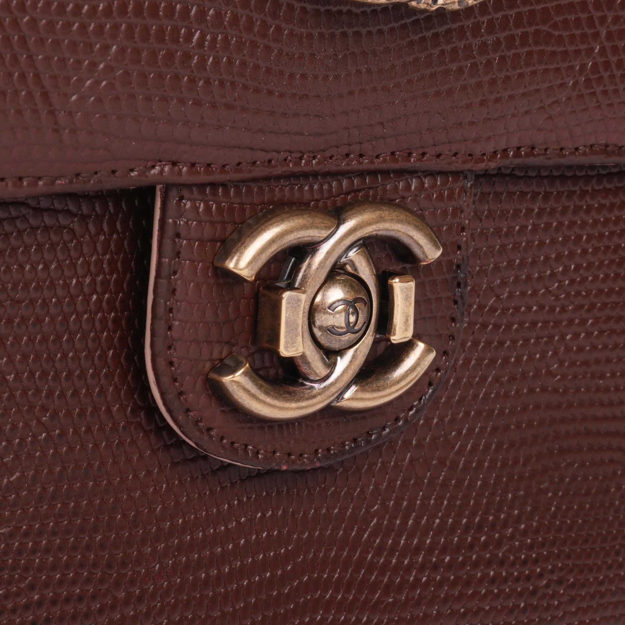 CHANEL Lizard Leather & Quilted Lambskin Perfect Edge Classic Single Flap Bag For Sale 2