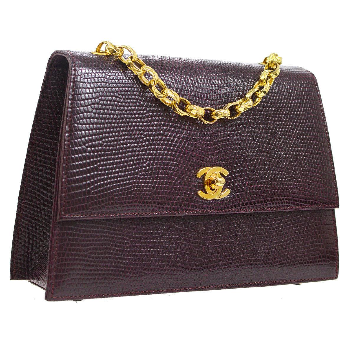 Chanel Lizard Leather Small Party Kelly Style Box Evening  Shoulder Flap Bag 