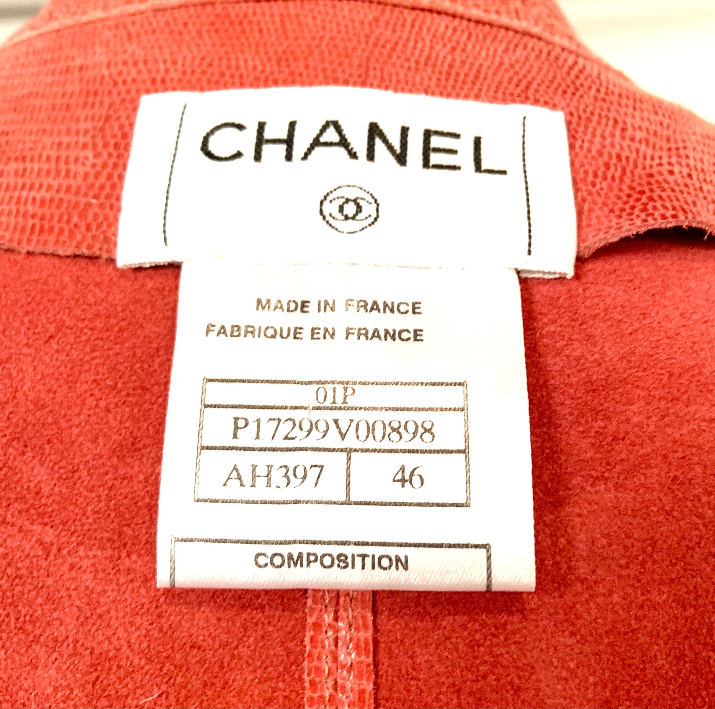 Chanel Lizard Pattern Rose Pink Zip Front Leather Vest 2