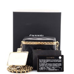 Chanel Lock Frame Vanity Case with Chain Quilted Lambskin Small