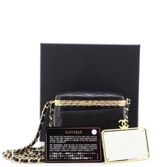 Chanel Lock Frame Vanity Case with Chain Quilted Lambskin Small