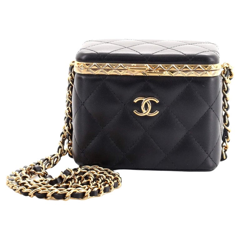 Chanel Lock Frame Vanity Case with Chain Quilted Lambskin Small at
