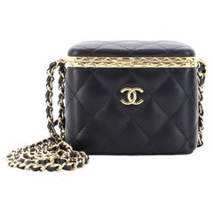 Chanel Lock Frame Vanity Case with Chain Quilted Lambskin Small