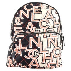 Chanel Logo Backpack Quilted Printed Nylon Medium