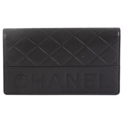 Chanel Logo Bifold Wallet Quilted Lambskin