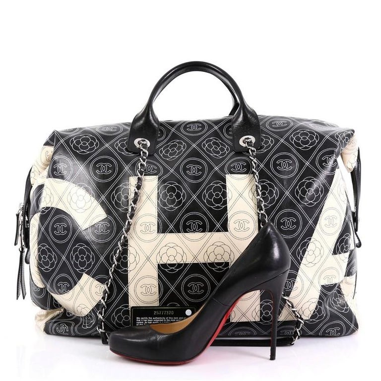 Chanel Logo Bowling Bag Printed Coated Canvas Large at 1stDibs