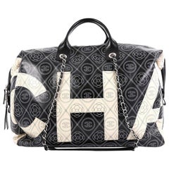 Chanel Logo Bowling Bag Printed Coated Canvas Large