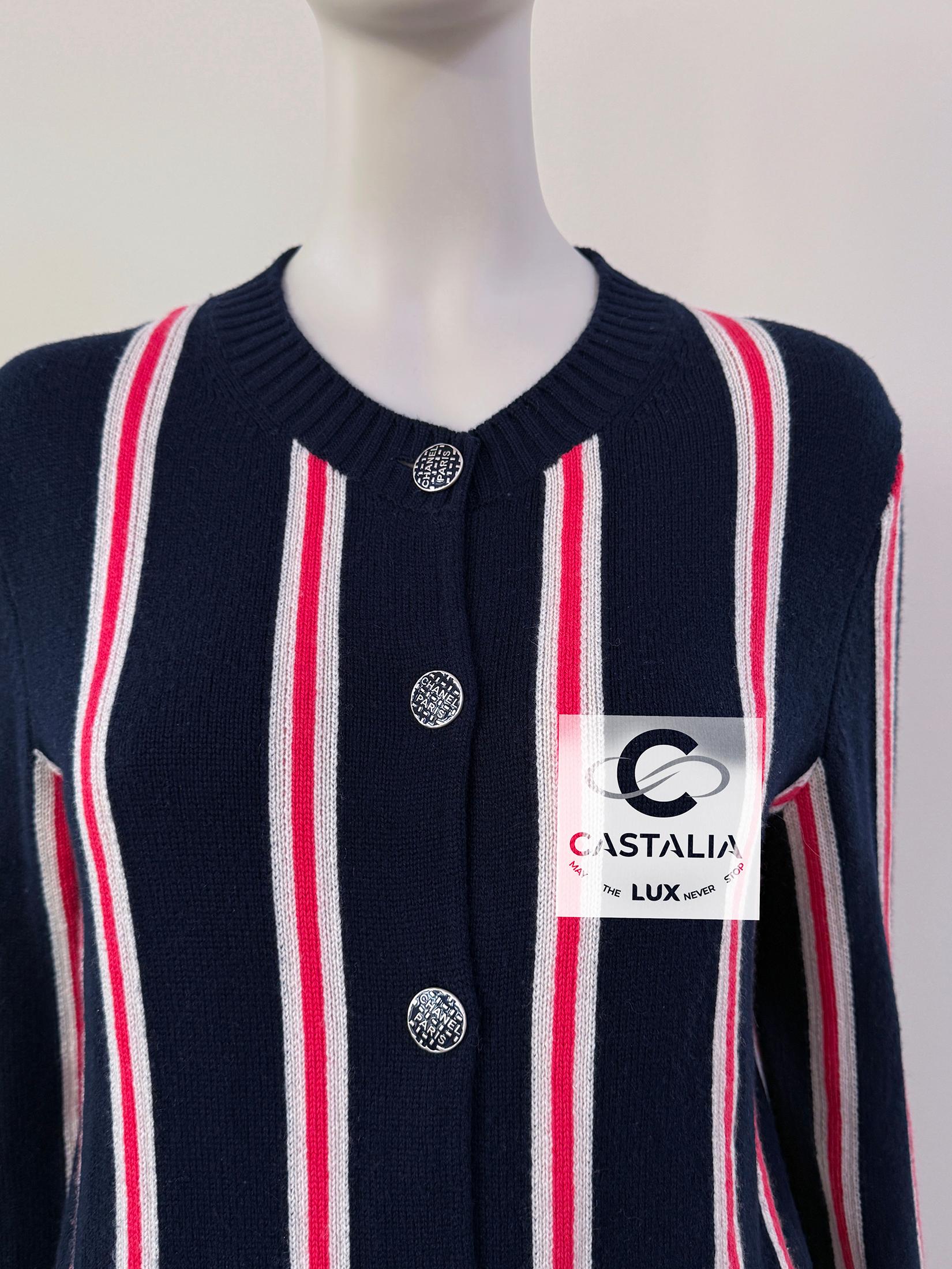 Black Chanel Logo Buttons Cashmere Cardigan 38 FR