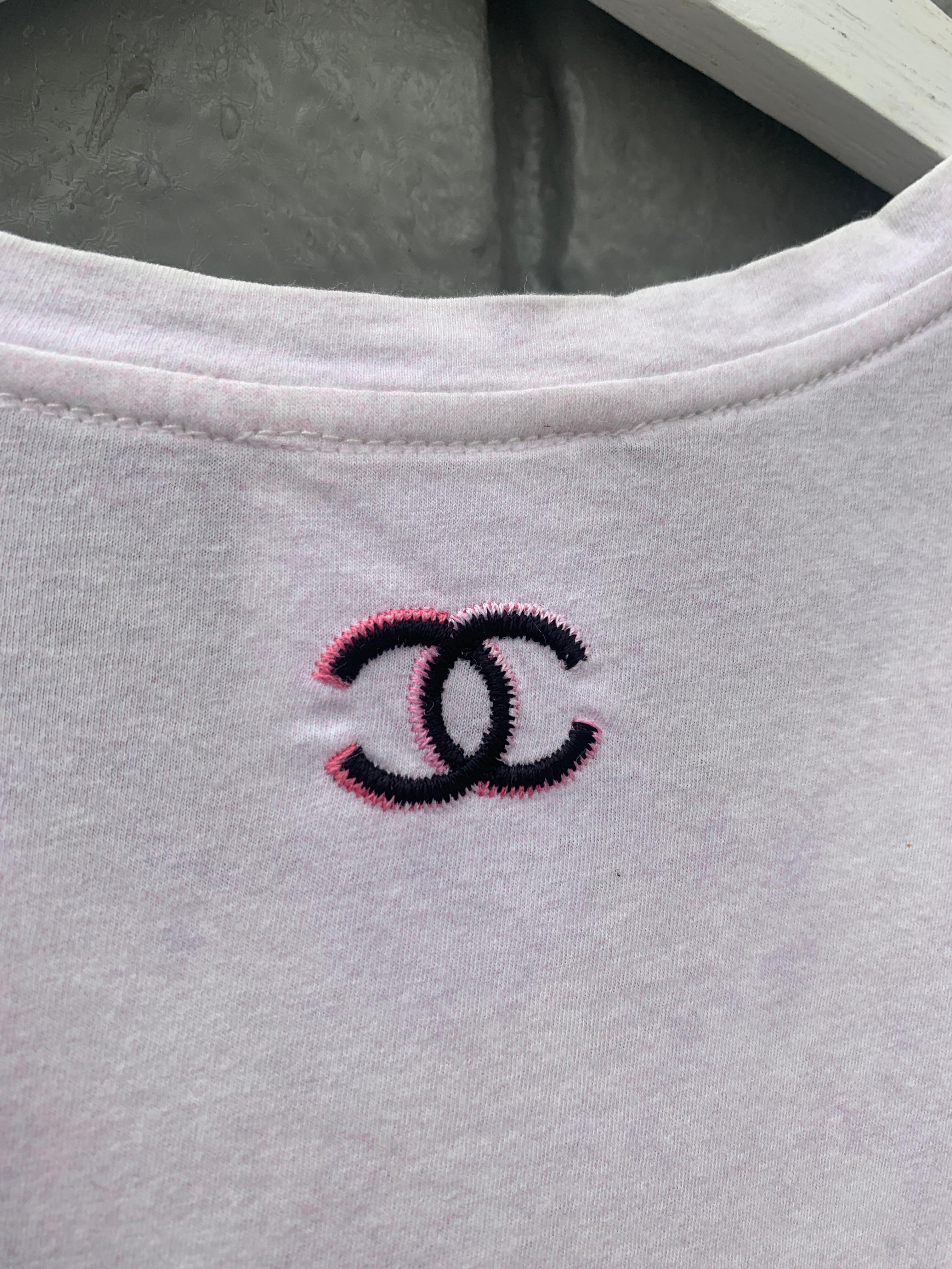 Chanel Logo Coco Chanel Smoking Printed T-Shirt Pre-Owned For Sale 9