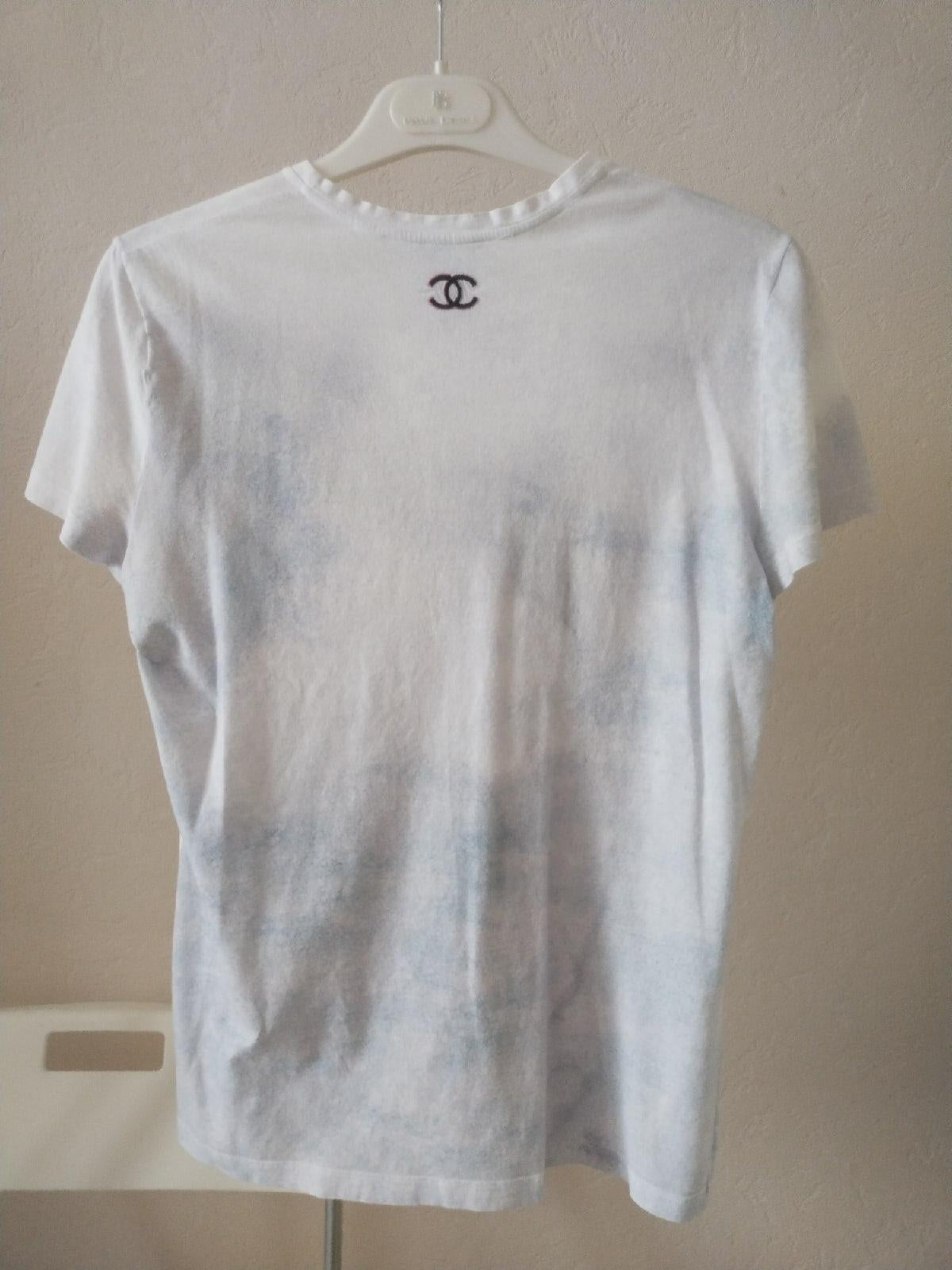 Chanel Logo Coco Chanel Smoking Printed T-Shirt Pre-Owned  For Sale 10