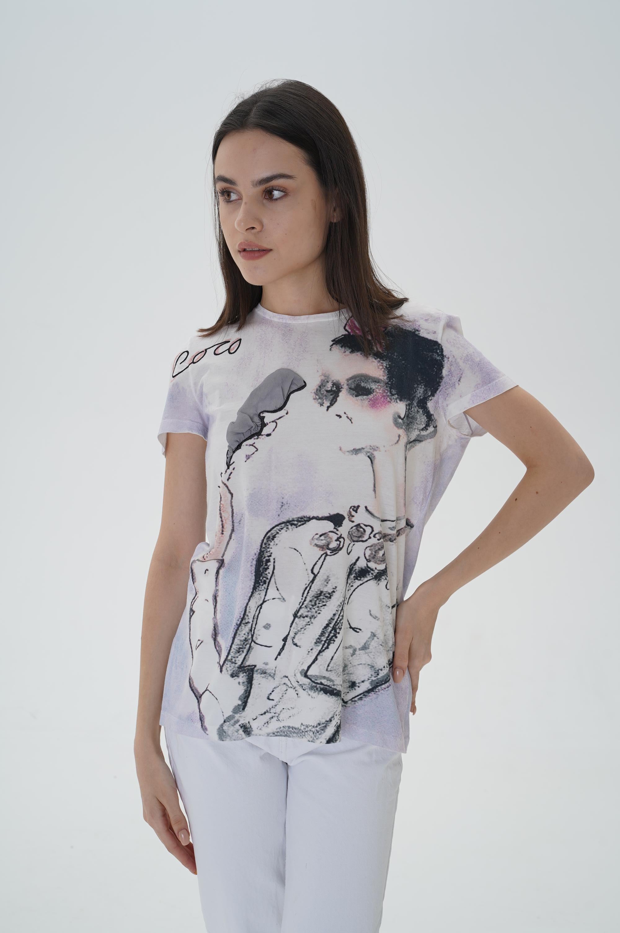 Chanel Logo Coco Chanel Smoking Printed T-Shirt Pre-Owned For Sale 14