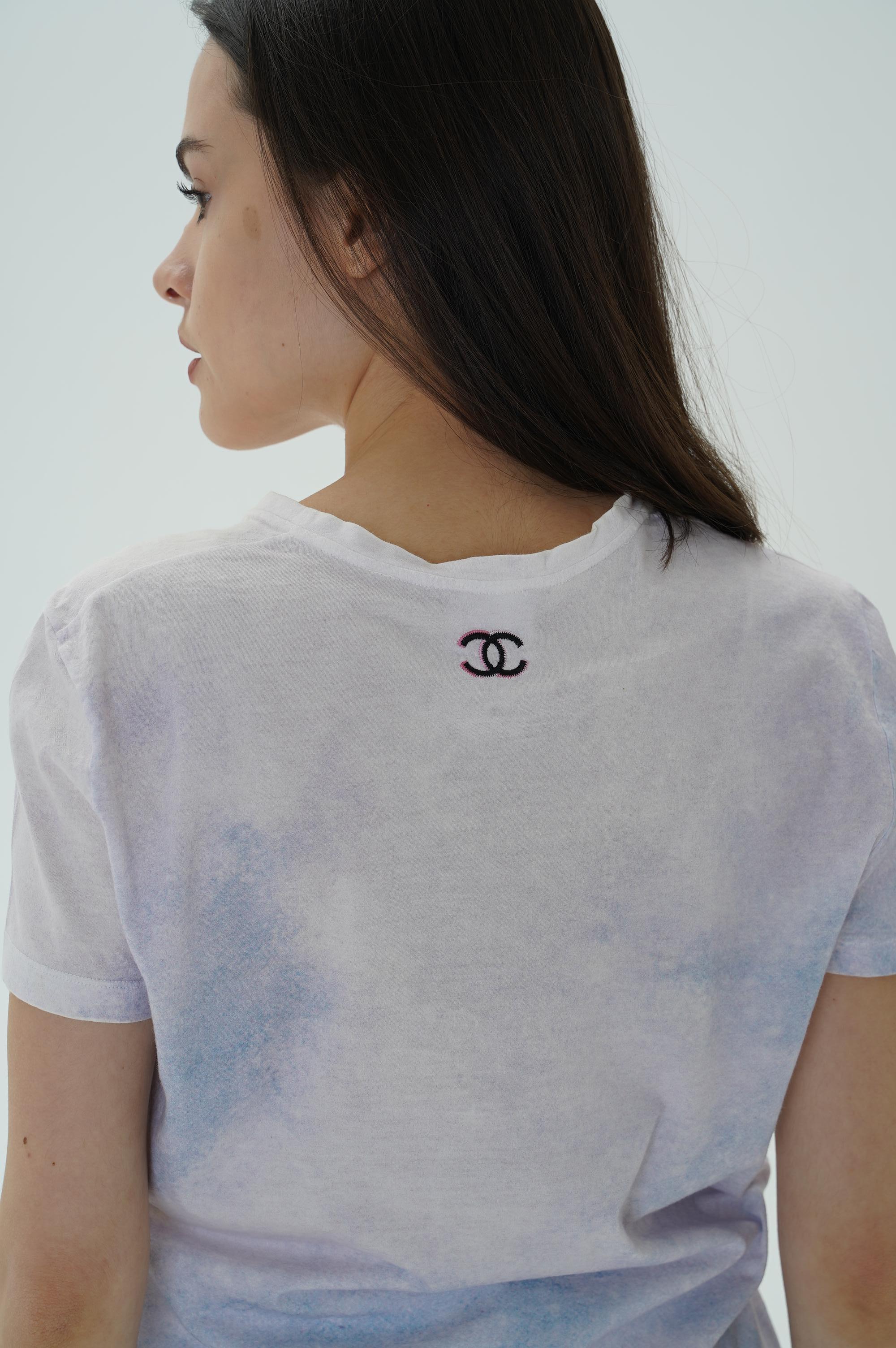 Chanel Logo Coco Chanel Smoking Printed T-Shirt Pre-Owned In Excellent Condition For Sale In Алматинский Почтамт, KZ