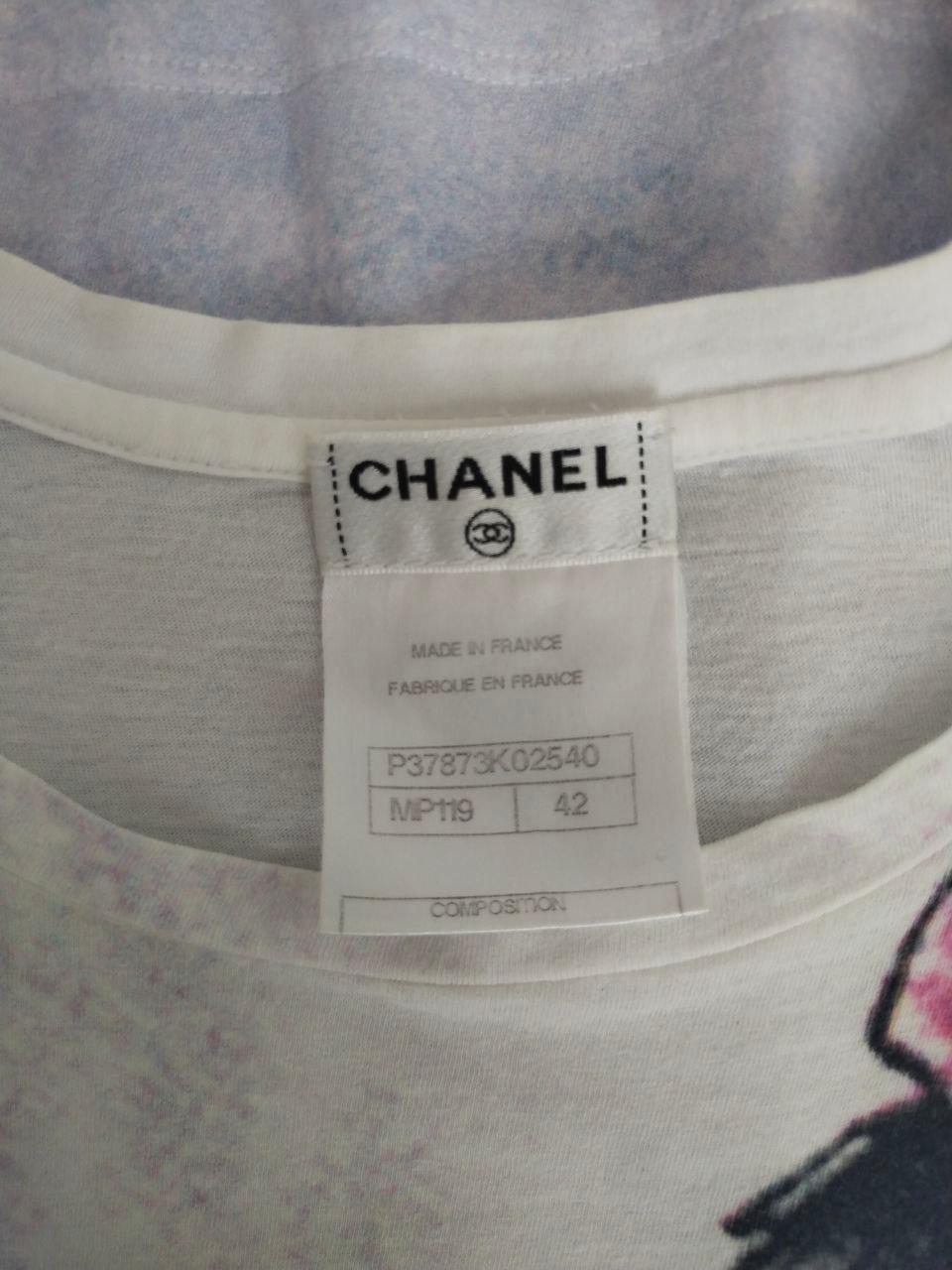 Gray Chanel Logo Coco Chanel Smoking Printed T-Shirt Pre-Owned  For Sale