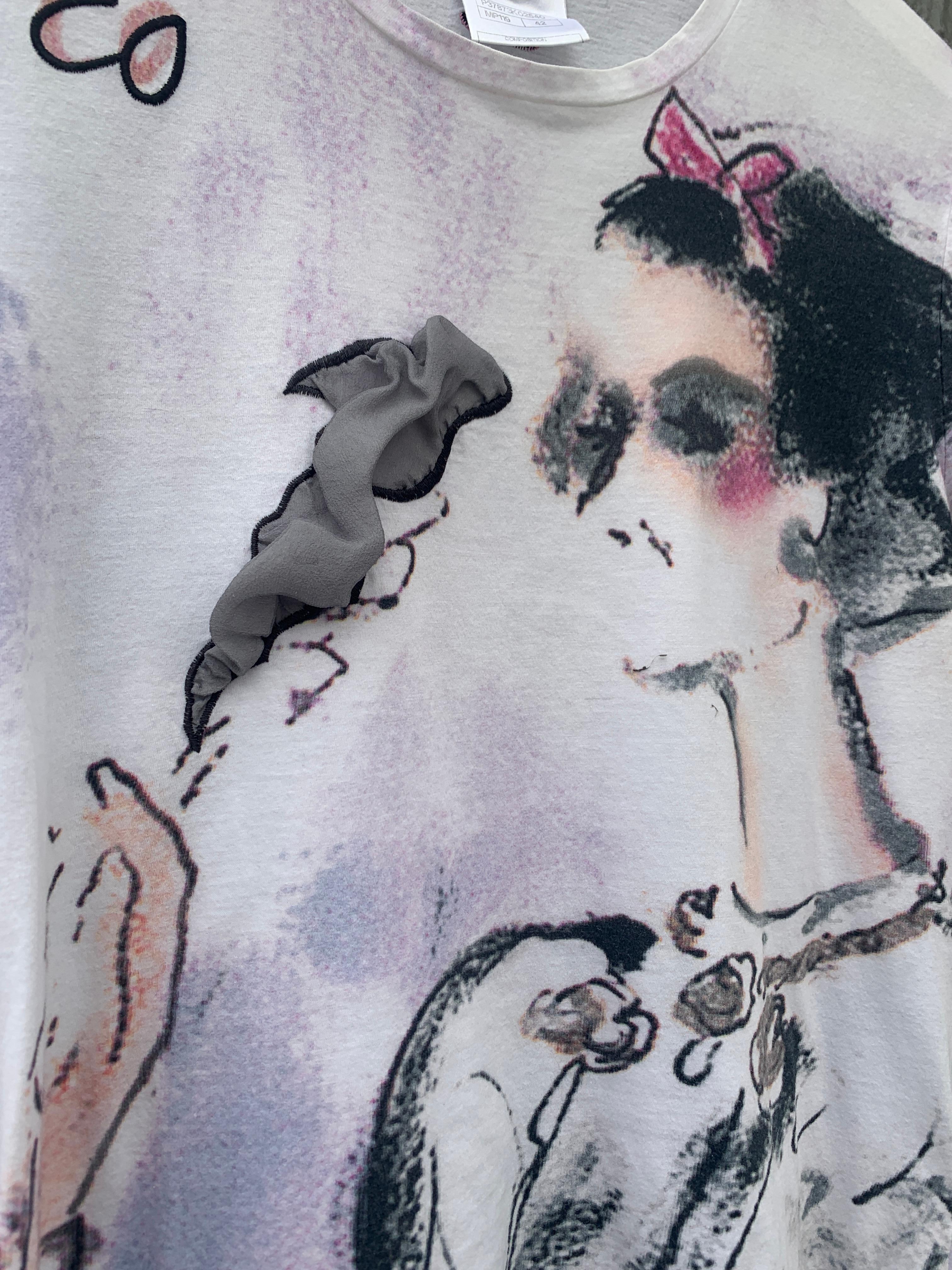 Chanel Logo Coco Chanel Smoking Printed T-Shirt Pre-Owned For Sale 2