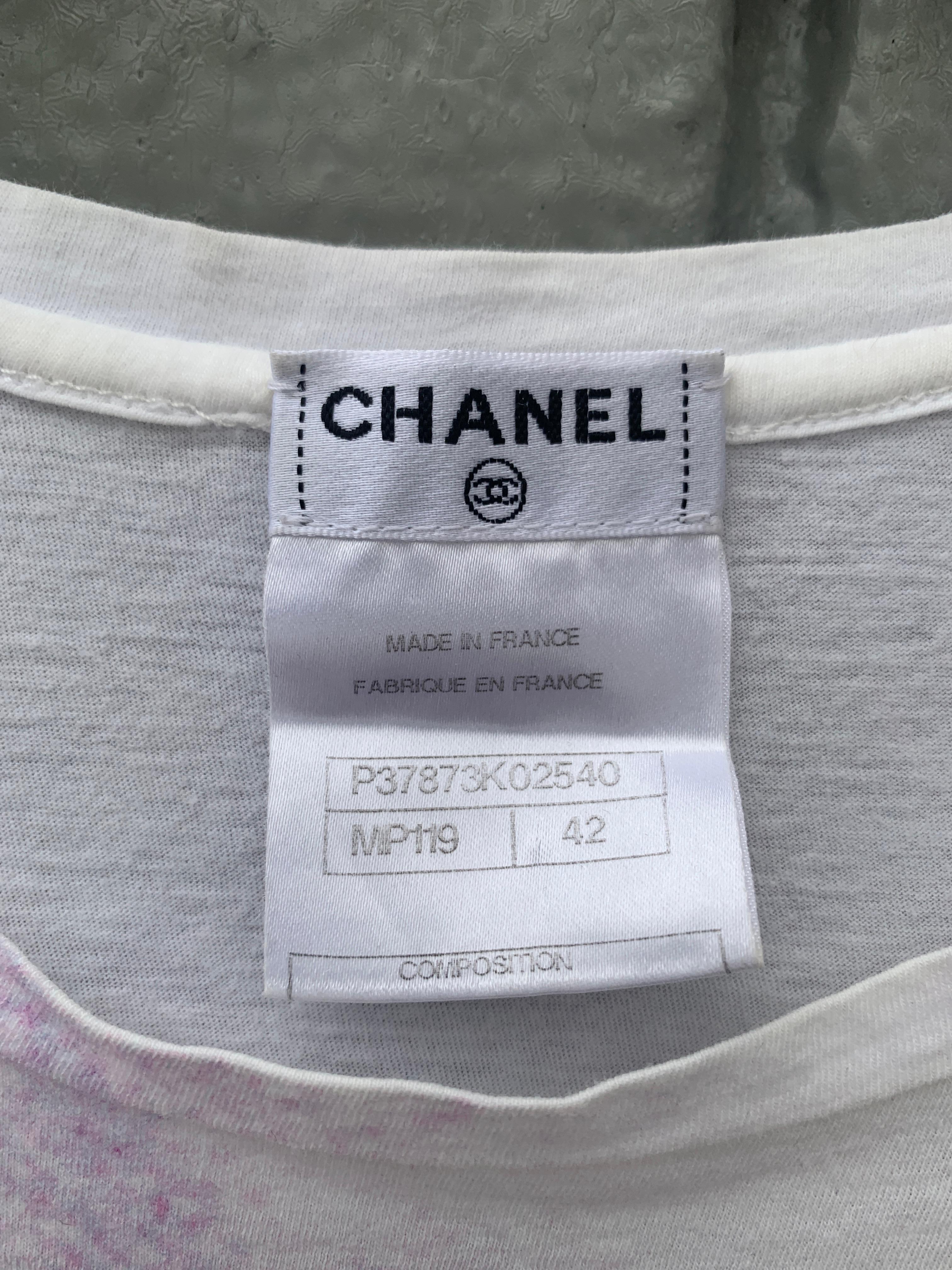 Chanel Logo Coco Chanel Smoking Printed T-Shirt Pre-Owned For Sale 3