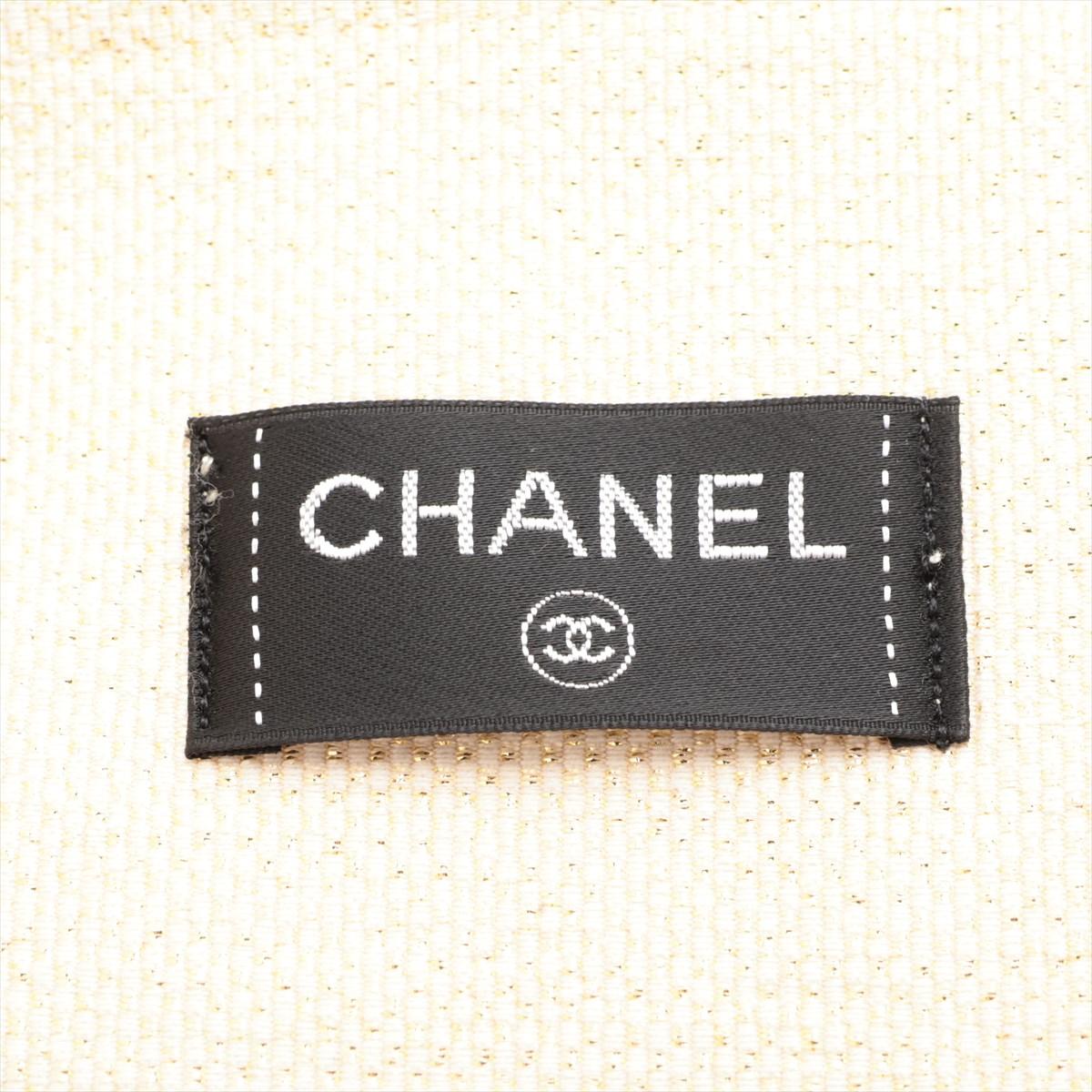 Chanel Logo Cotton Fringe Tote Bag Ivory with Towel and Pochette For Sale 6
