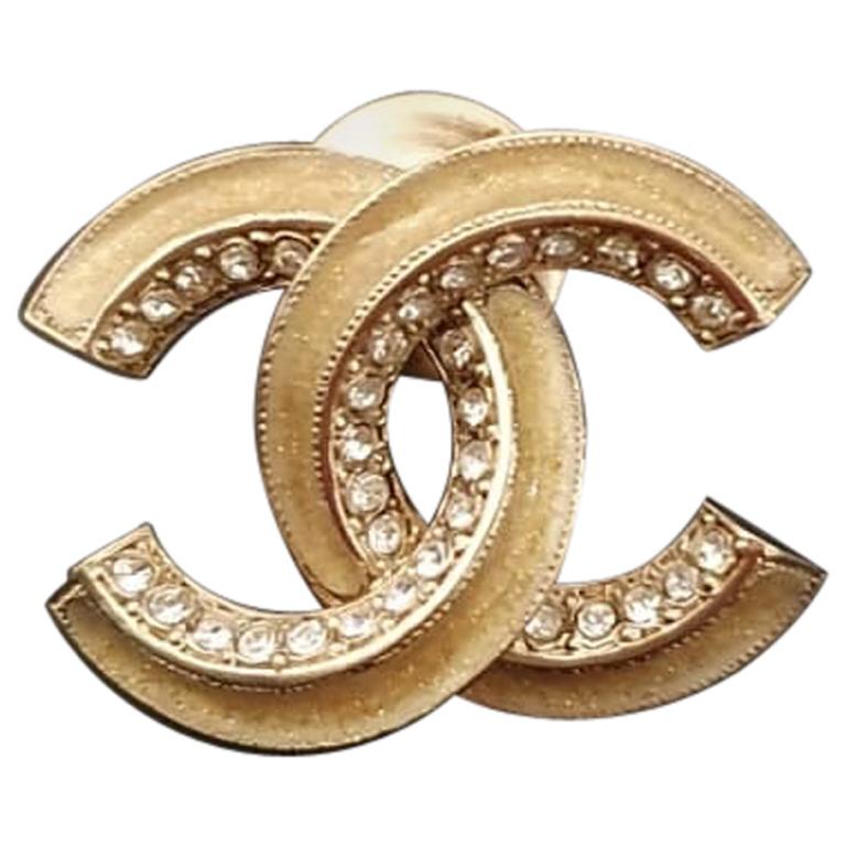Chanel Logo Crystal Pin Brooch