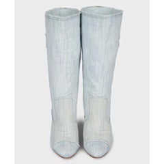 Chanel Logo Denim Ankle Boots - EU 39.5