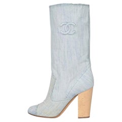 Chanel Logo Denim Ankle Boots - EU 39.5