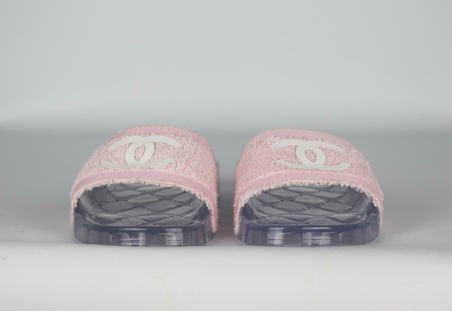 chanel terry cloth slides