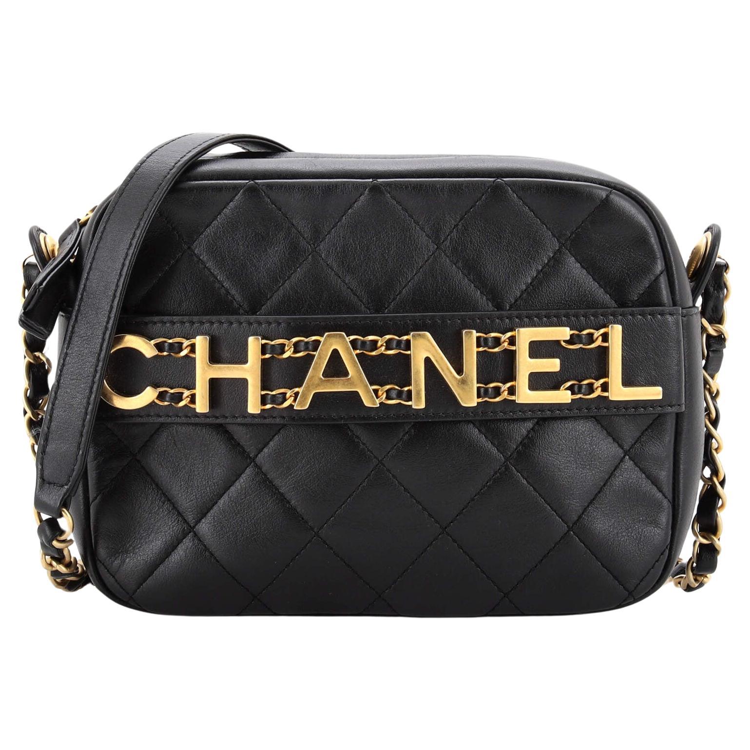 Chanel Logo Enchained Camera Case Quilted Calfskin For Sale at 1stDibs