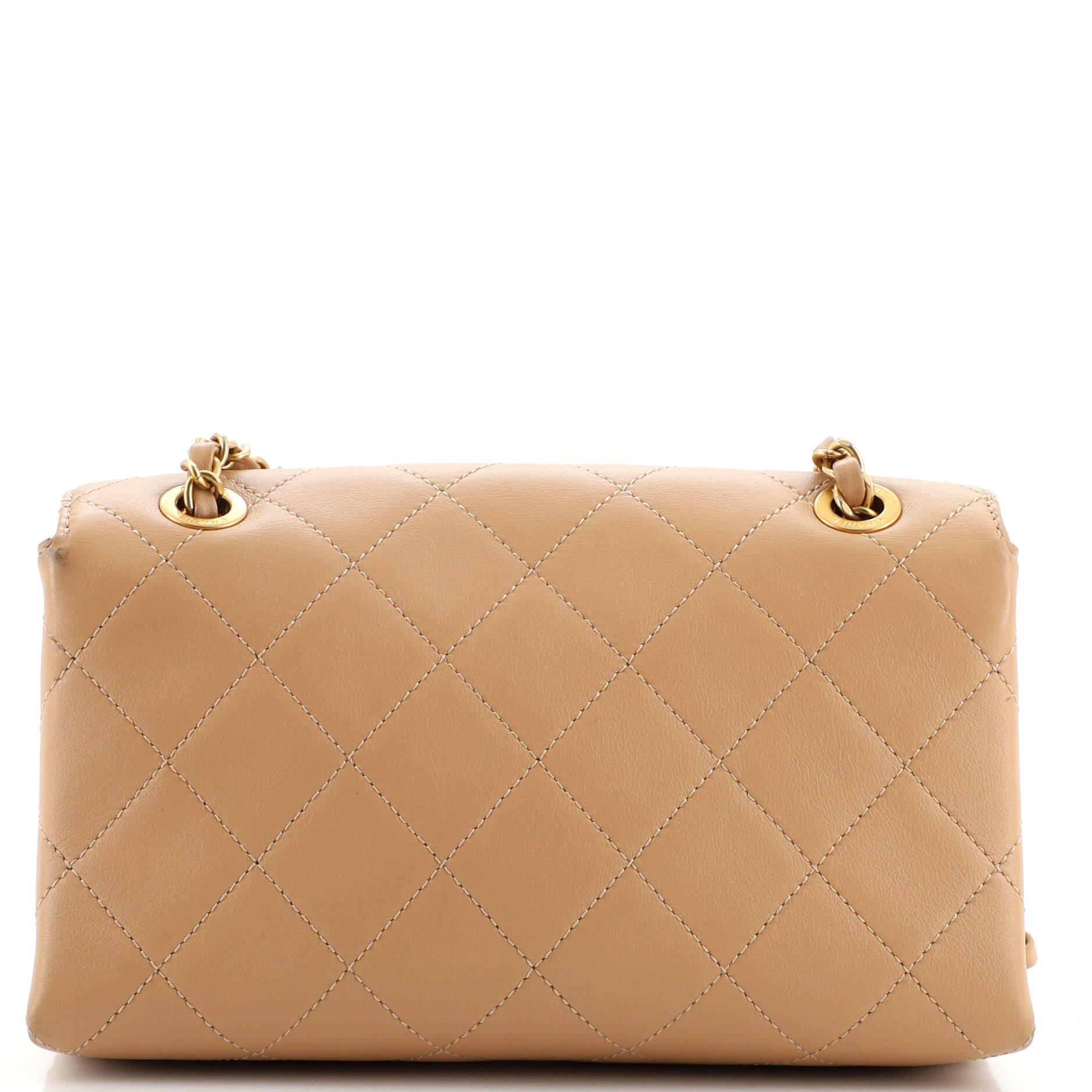 Chanel Logo Enchained Flap Bag Quilted Calfskin Small In Good Condition In NY, NY