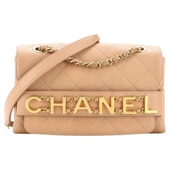 Chanel Logo Enchained Flap Bag Quilted Calfskin Small