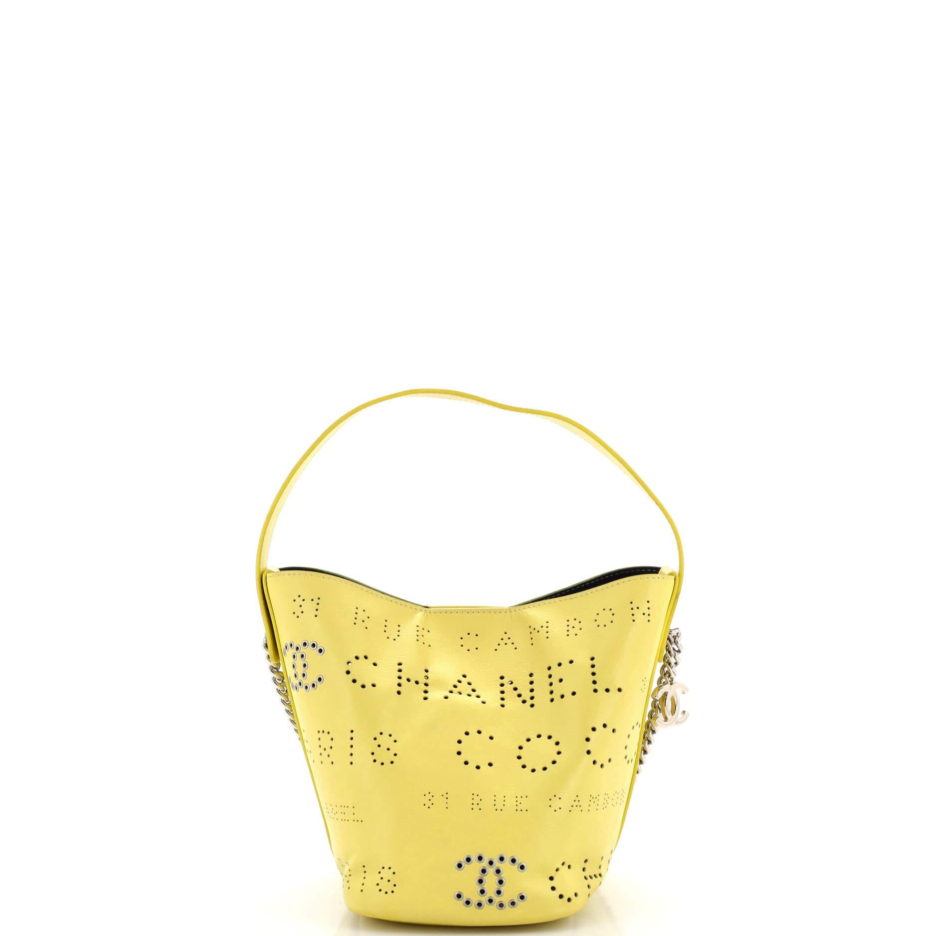 Women's Chanel Logo Eyelets Bucket Bag Perforated Calfskin Small For Sale