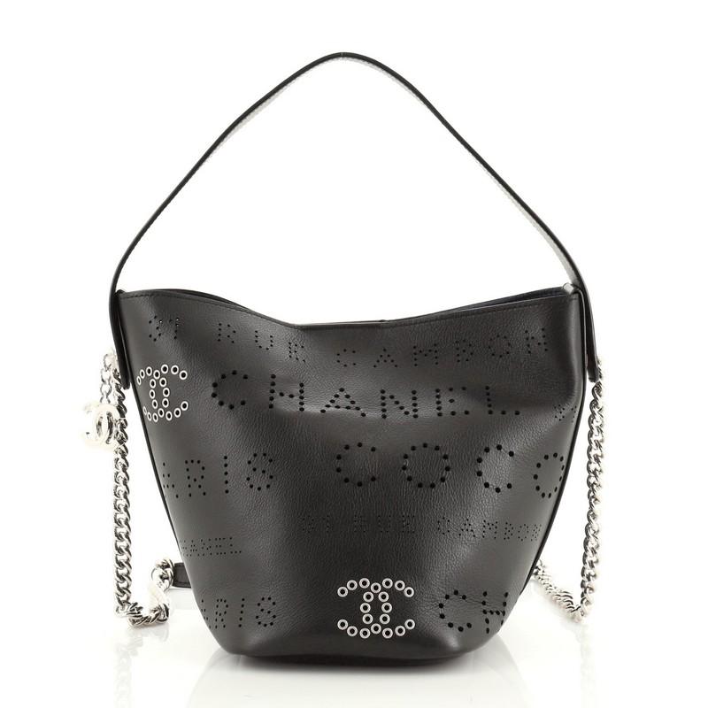Chanel Logo Eyelets Bucket Bag Perforated Calfskin Small In Good Condition In NY, NY