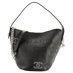 Chanel Logo Eyelets Bucket Bag Perforated Calfskin Small