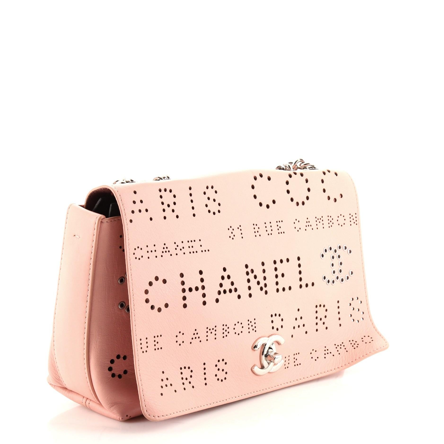 Chanel Logo Eyelets Flap Bag Perforiertes Kalbsleder (Beige)
