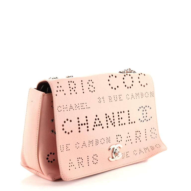 Chanel Perforated Calfskin Logo Eyelets Flap Pink