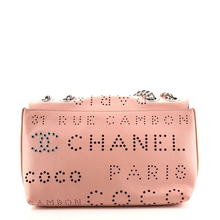 CHANEL, Bags, Chanel Pink Calfskin Perforated Logo Eyelets Cc Flap Bag