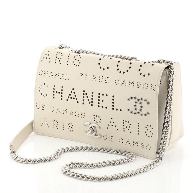 Chanel Logo Eyelets Flap Bag Perforated Calfskin at 1stDibs