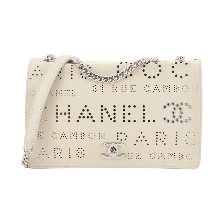 Chanel Logo Eyelets Flap Bag Perforated Calfskin at 1stDibs