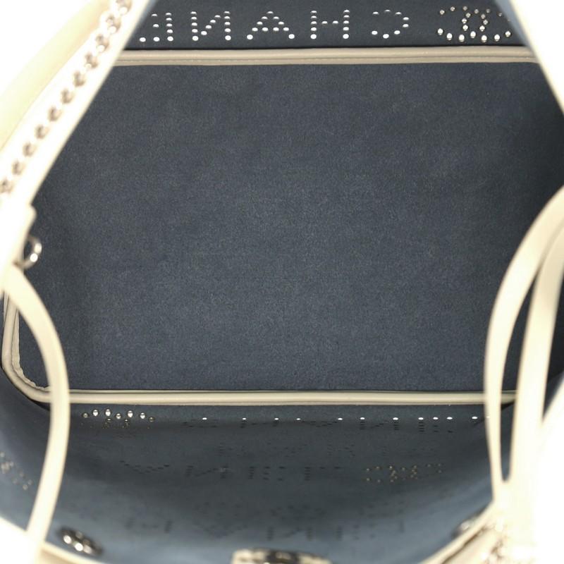 Chanel Logo Eyelets Shopping Tote Perforated Calfskin Medium 2