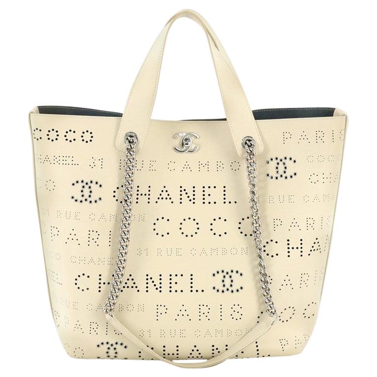 Chanel Logo Eyelets Shopping Tote Perforated Calfskin Medium at 1stDibs ...