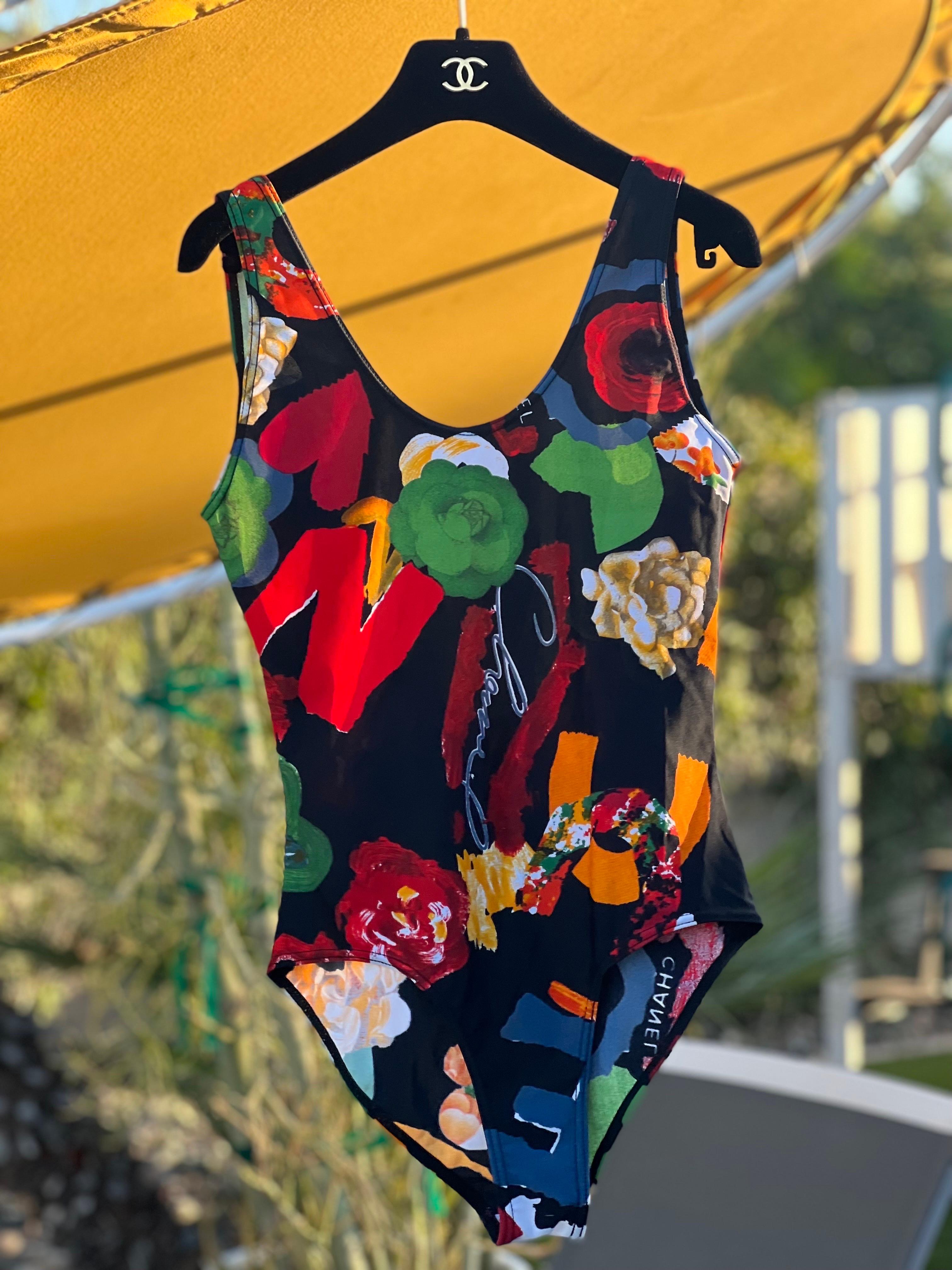 Chanel Logo Floral Swimsuit circa 1990s  4