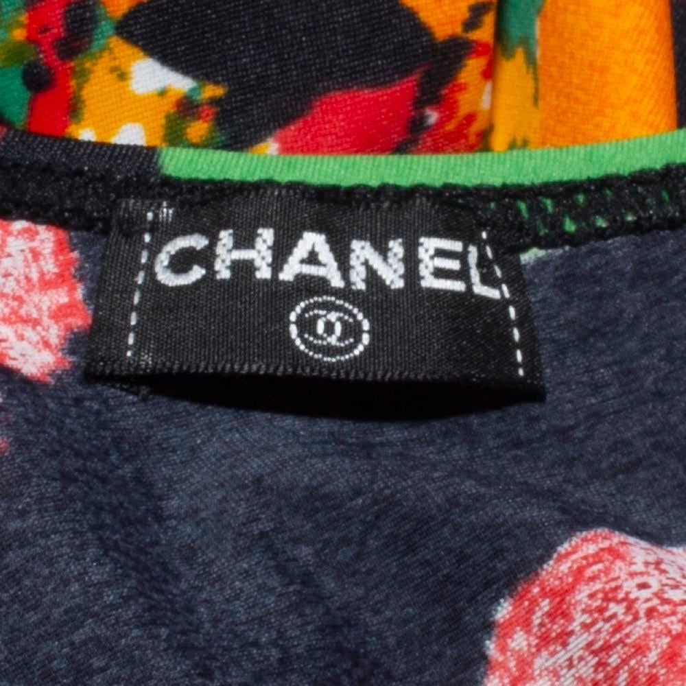 Women's Chanel Logo Floral Swimsuit circa 1990s 