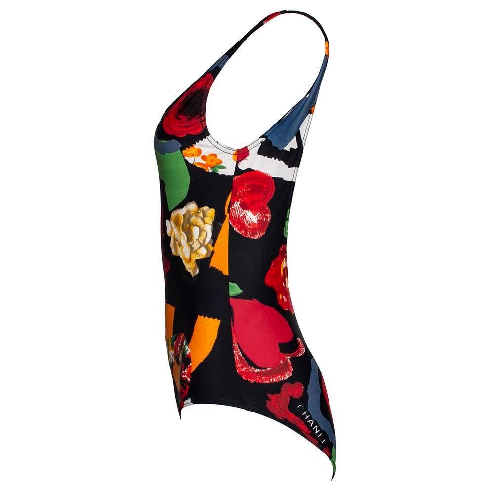 Chanel Logo Floral Swimsuit circa 1990s  3