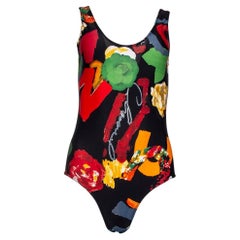 Chanel Logo Floral Swimsuit circa 1990s 