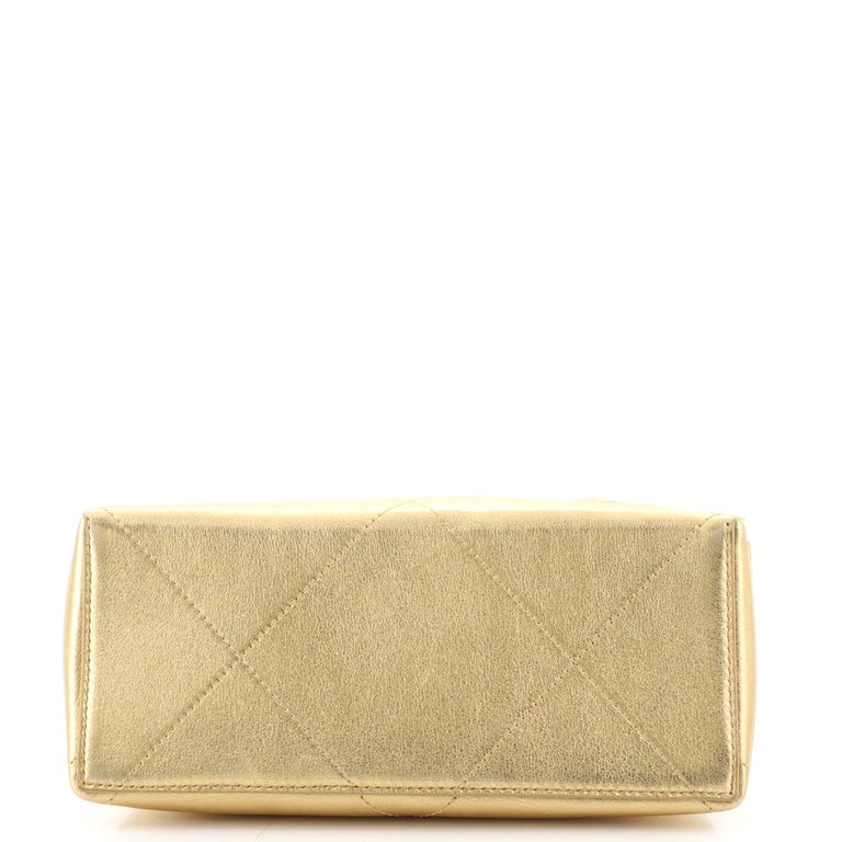 Chanel Yellow & Navy Clover Print Kisslock Bag