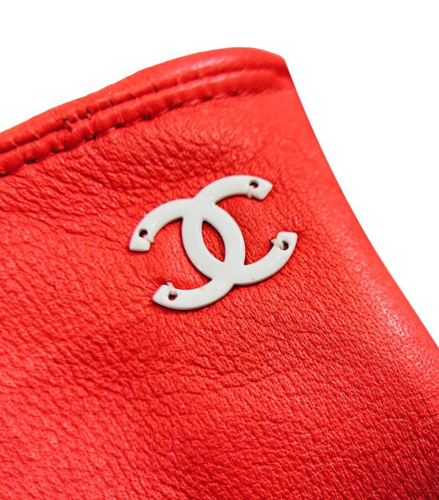 Chanel Logo Leather Fingerless Gloves In Excellent Condition For Sale In London, GB