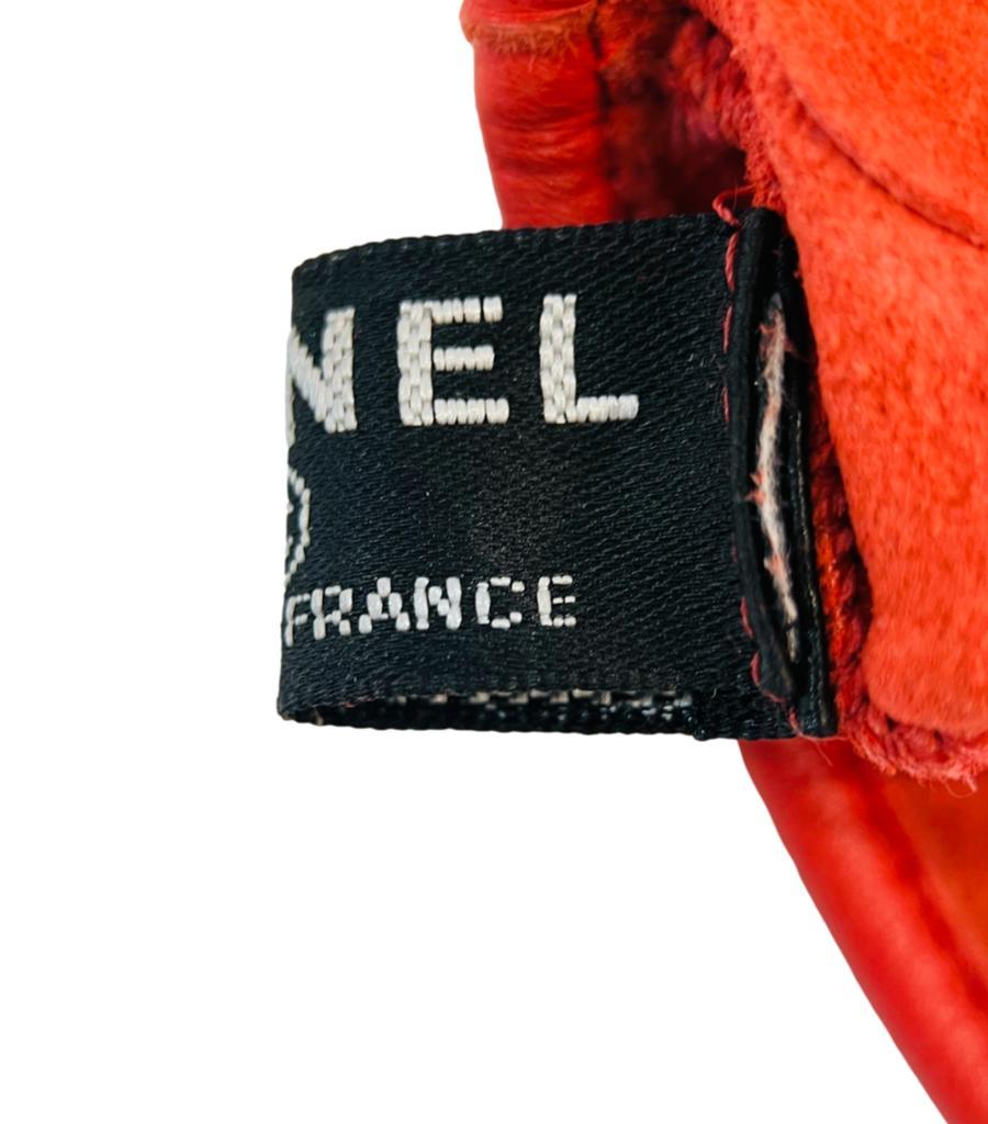 Chanel Logo Leather Fingerless Gloves For Sale 2