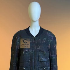 CHANEL Logo Lettering Shimmer Bomber Jacket 50 FR