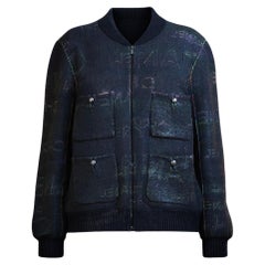 CHANEL Logo Lettering Shimmer Bomber Jacket 50 FR